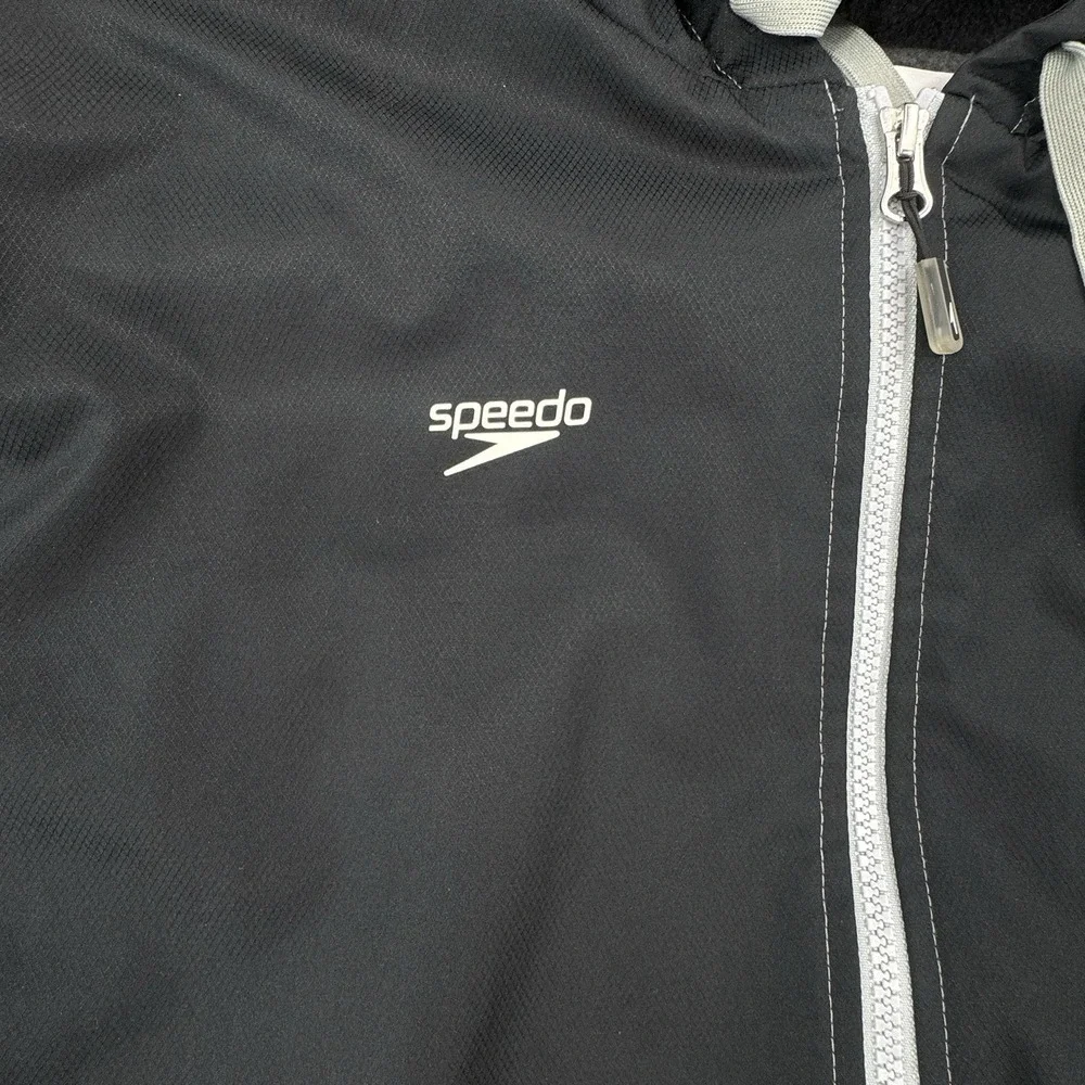 Speedo Hooded Fleece Lined Swim Team Parka Unisex Adult Swim Jacket Coverup Sz S